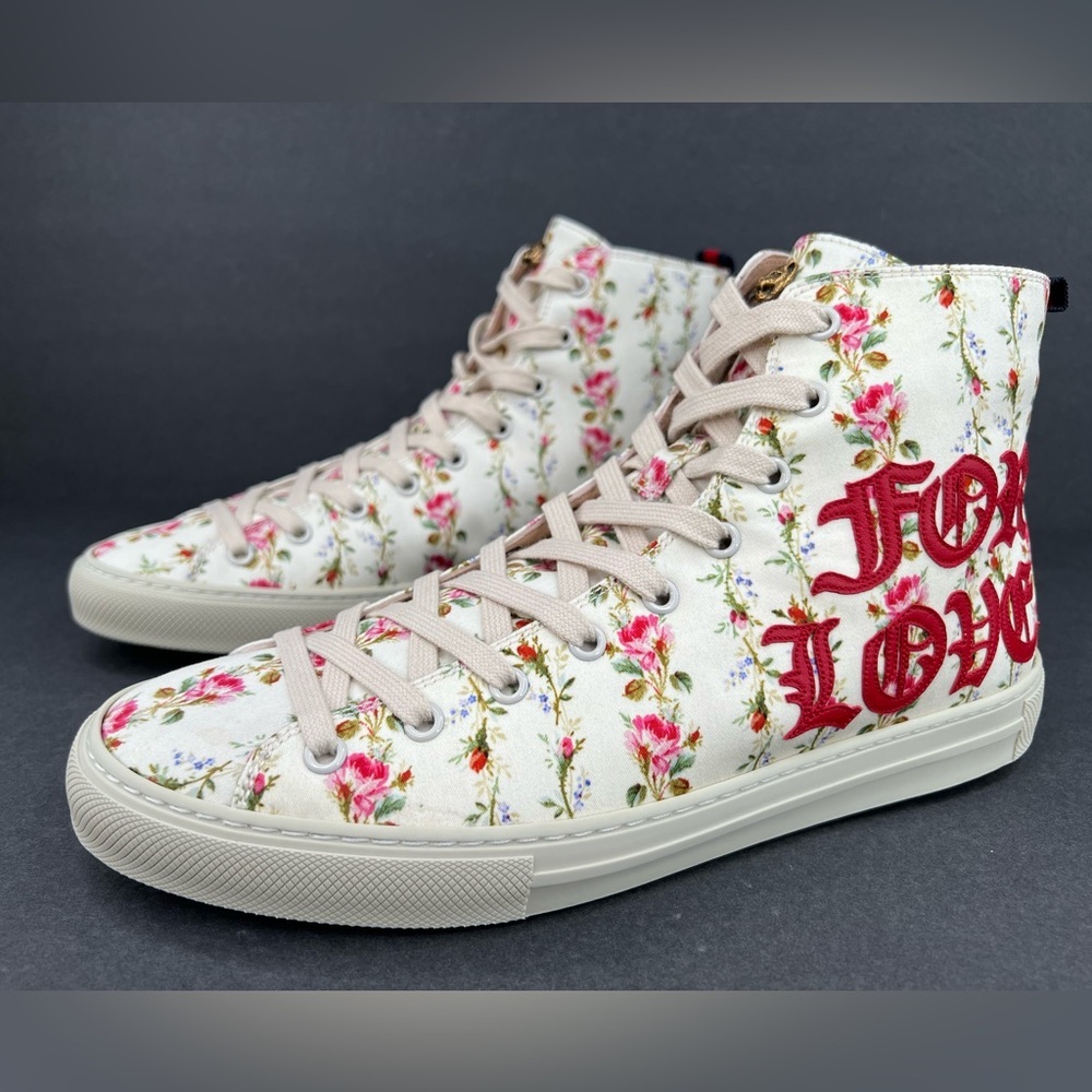 Gucci Major Blind For Love Rose Serie Print Satin High Top Floral Sneakers EU 38 - Picture 4 of 13